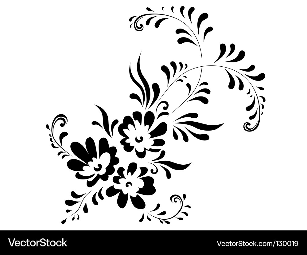 black and white flower clipart free. Royalty Free Vector : ID