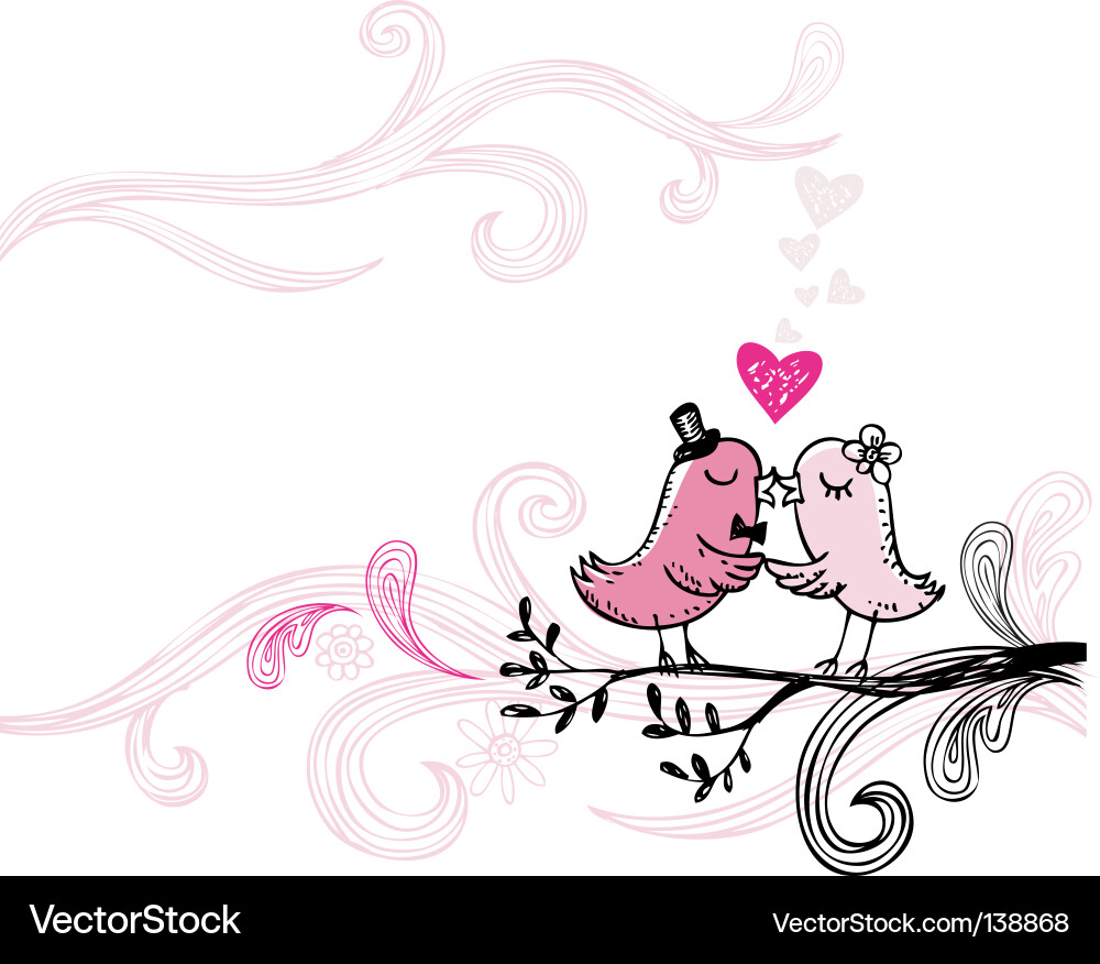 two love birds kissing. Kissing Birds Vector