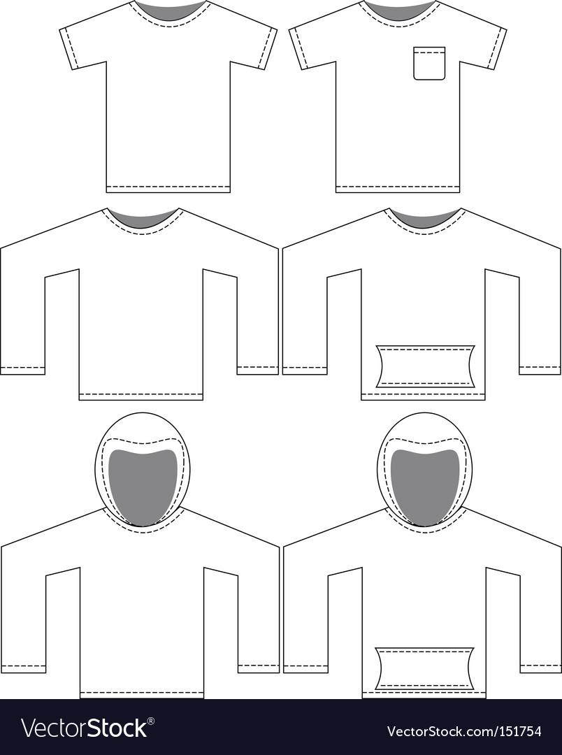 sweatshirt vector template. Set Of Blank Shirt Templates