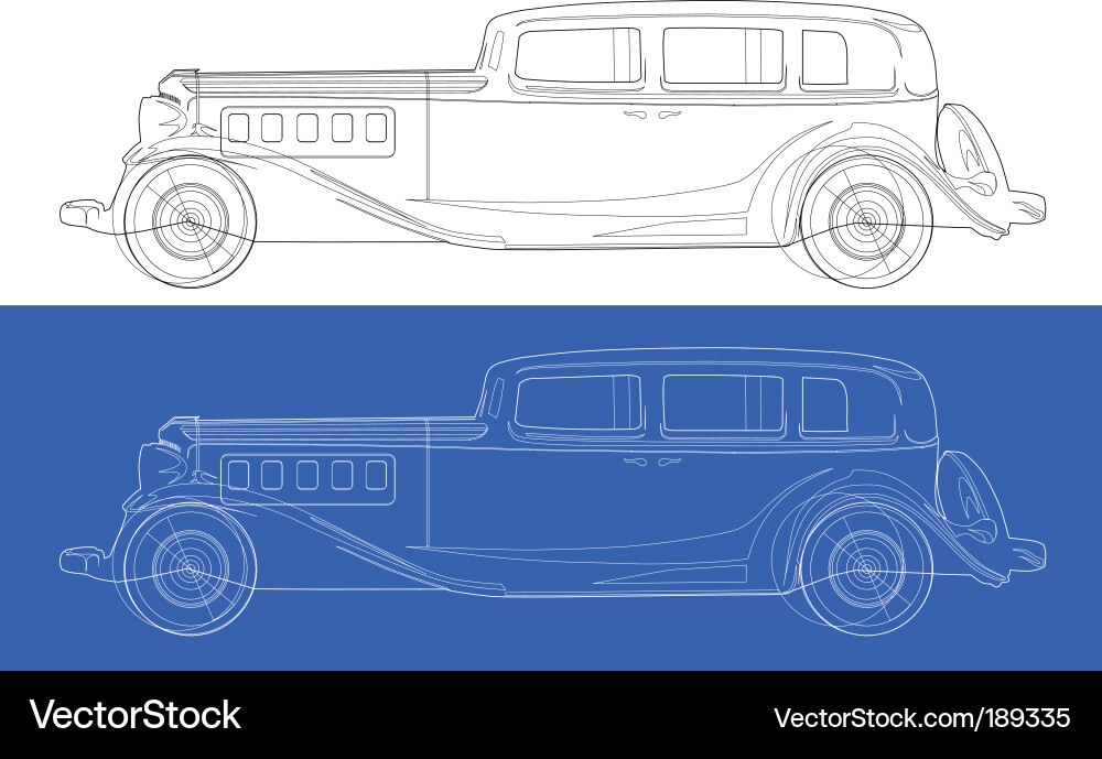 blueprints of cars. Old Cars Blueprints Vector