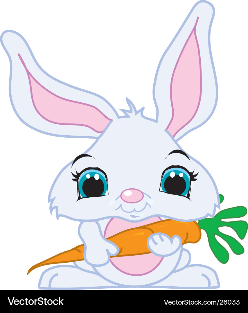 Cute Cartoon Pictures Of Bunnies. Cute Bunny With Carrot Vector