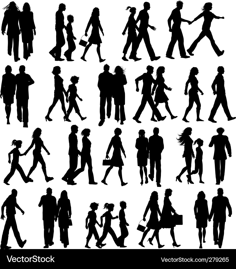 people walking silhouette. People Walking Silhouettes