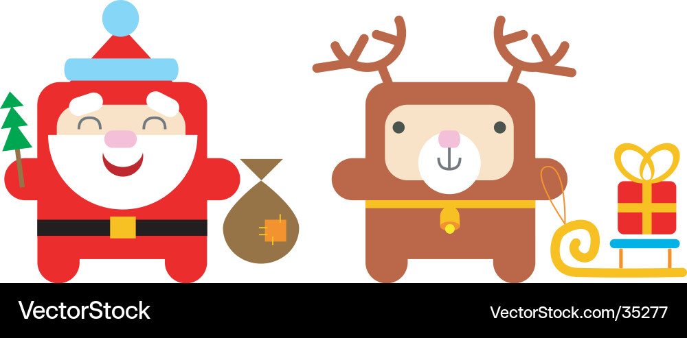 Cartoon Images Of Deer. Cartoon Santa And Deer Vector