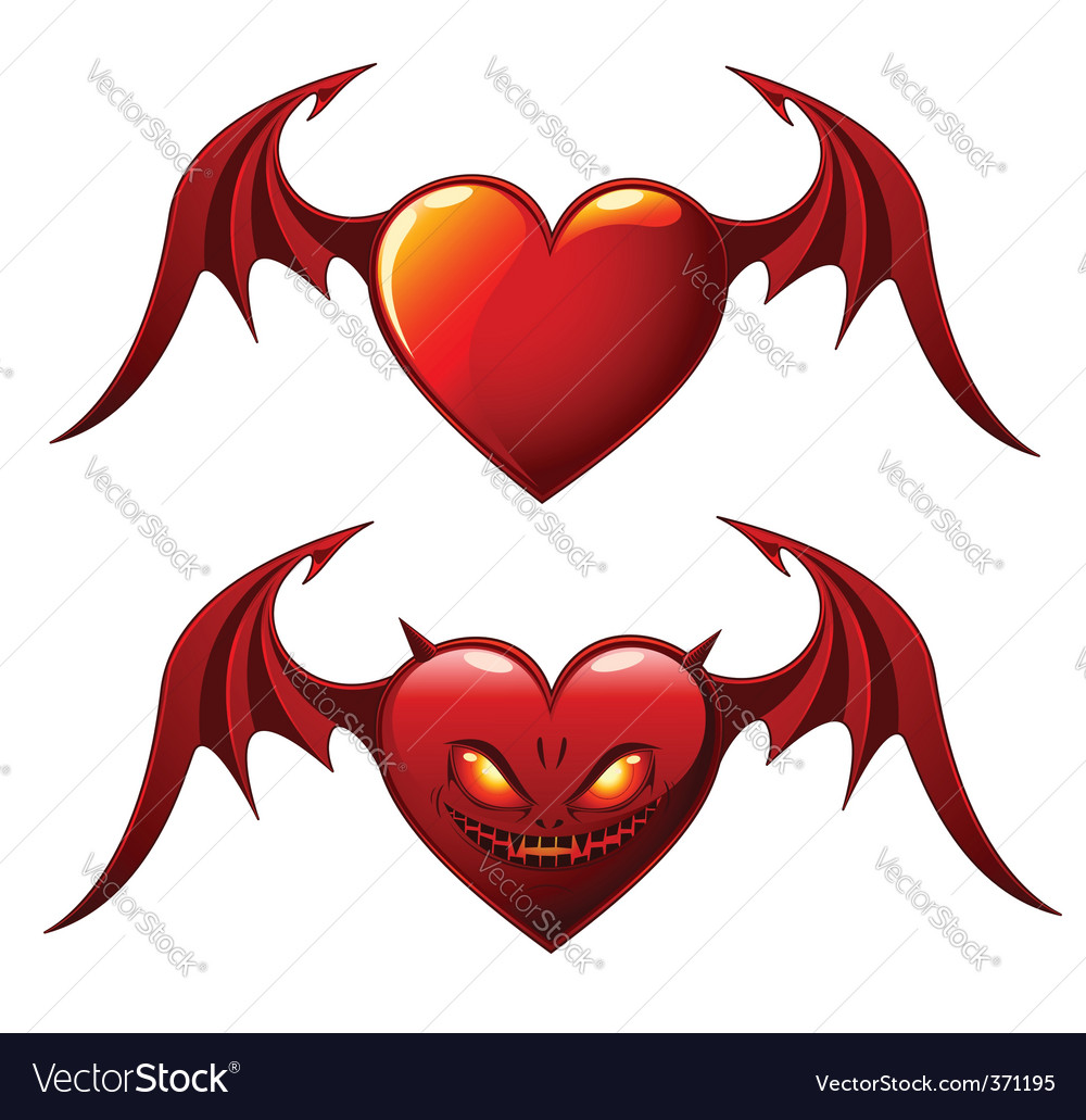 pics of hearts with wings. Two Hearts With Wings Vector