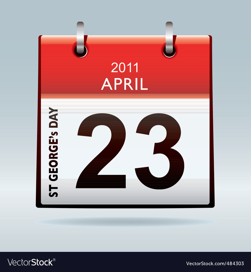 calendar icon vector. St Georges Day Calendar Icon