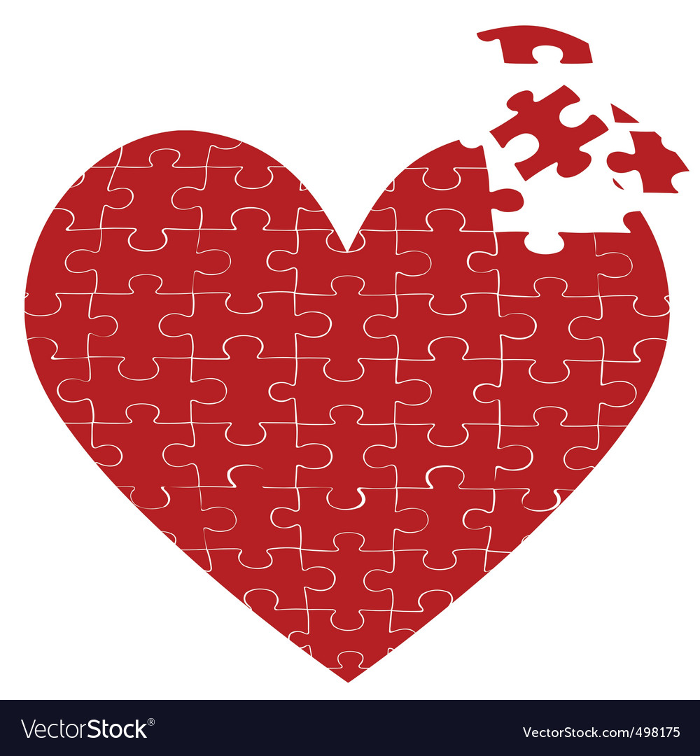 Love Heart Jigsaw. Heart Jigsaw Puzzle Vector