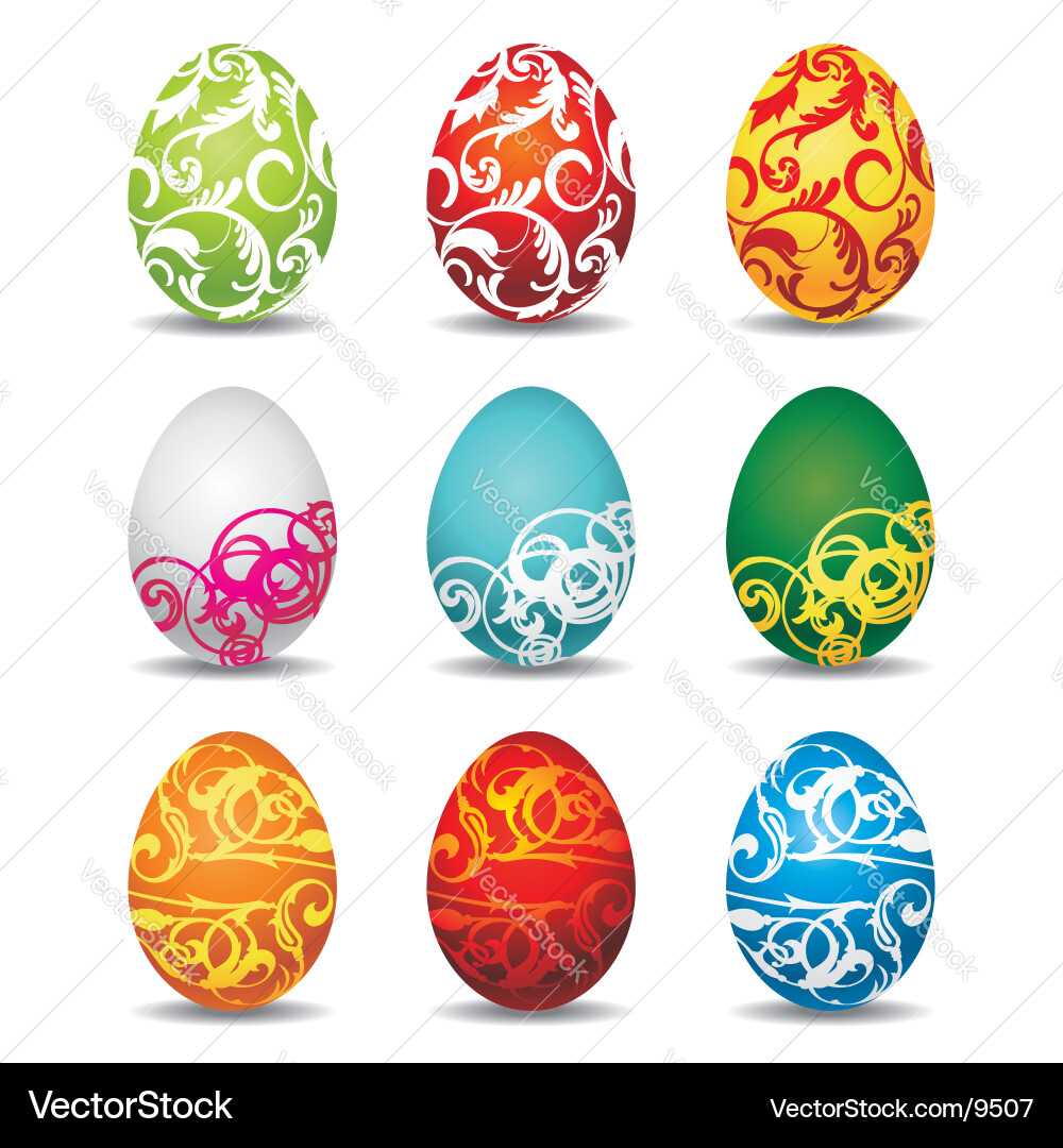 easter eggs pictures to colour in. Nine Color Easter Eggs On