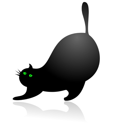 black and white cat cartoon. lack and white cat clip art.