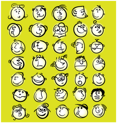 emotions chart with faces. feelings and faces chart
