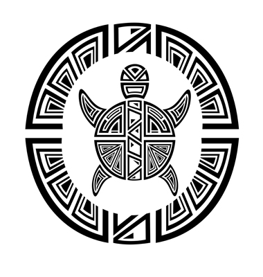 Tribal Turtle Wheel Tattoo Style Vector