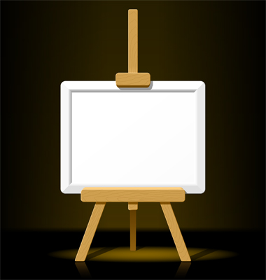 Easel With Canvas. Wooden Easel With Blank Canvas
