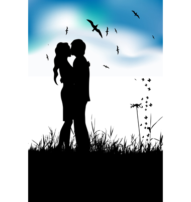 couple kissing silhouette image. couple kissing silhouette