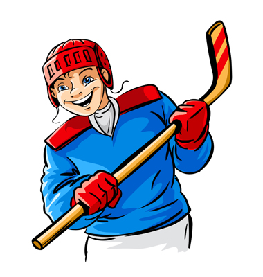 Boy Character Playing Hockey Sport Gam Vector