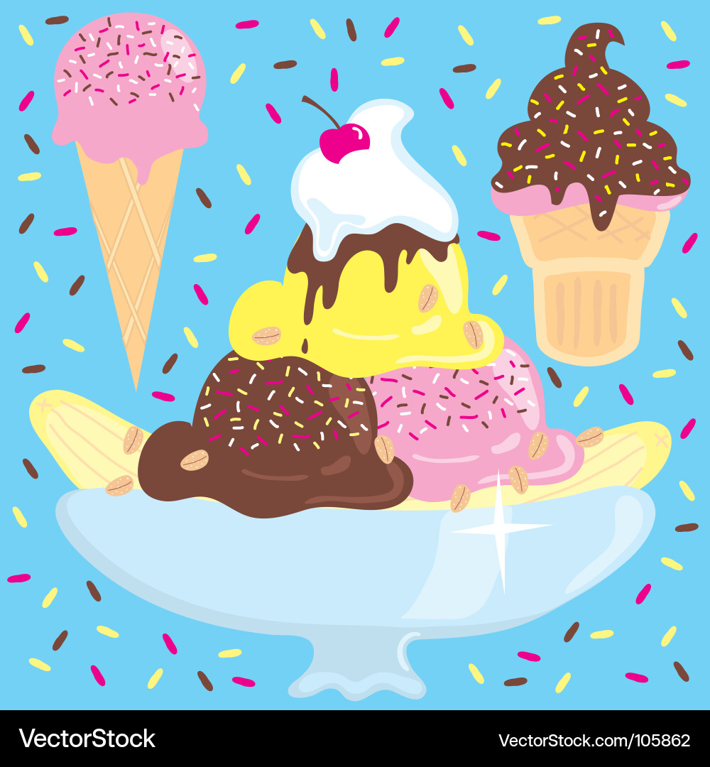 Ice Cream Sundae Party Vector