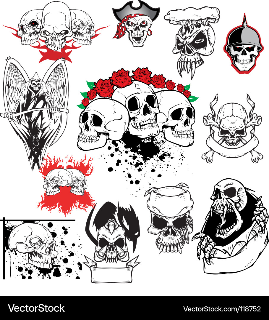 Skull Tattoo Set Vector. Artist: creative4m; File type: Vector EPS