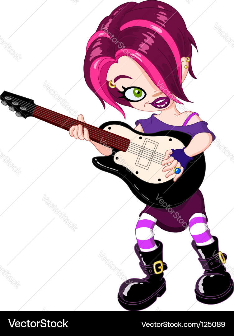Cool young rock girl playing guitar. Keywords: