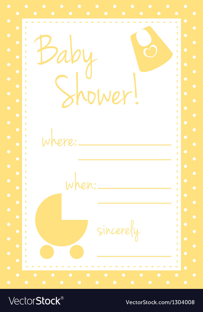 Unisex yellow cute baby shower card or invitation vector