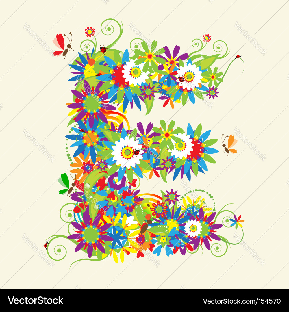 letter background designs. Letter E Floral Design Vector