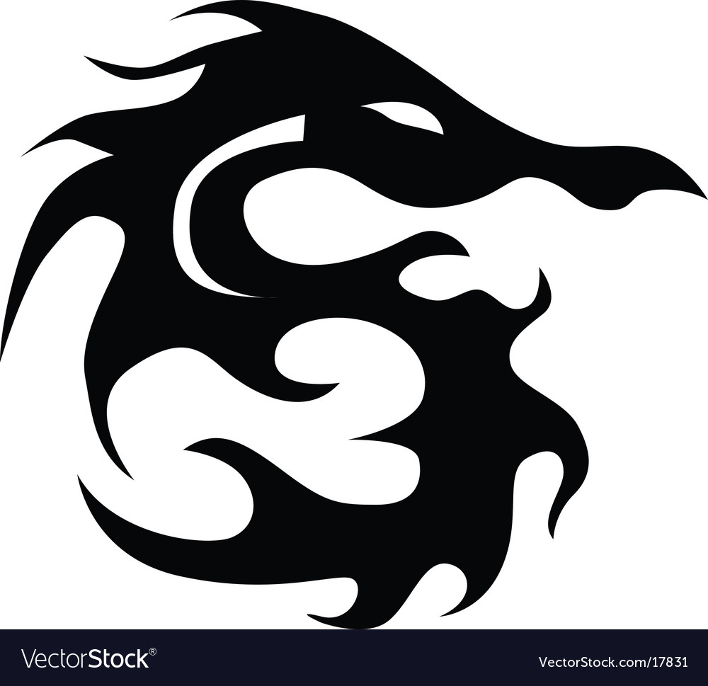 Black tribal dragon tattoo. Keywords: