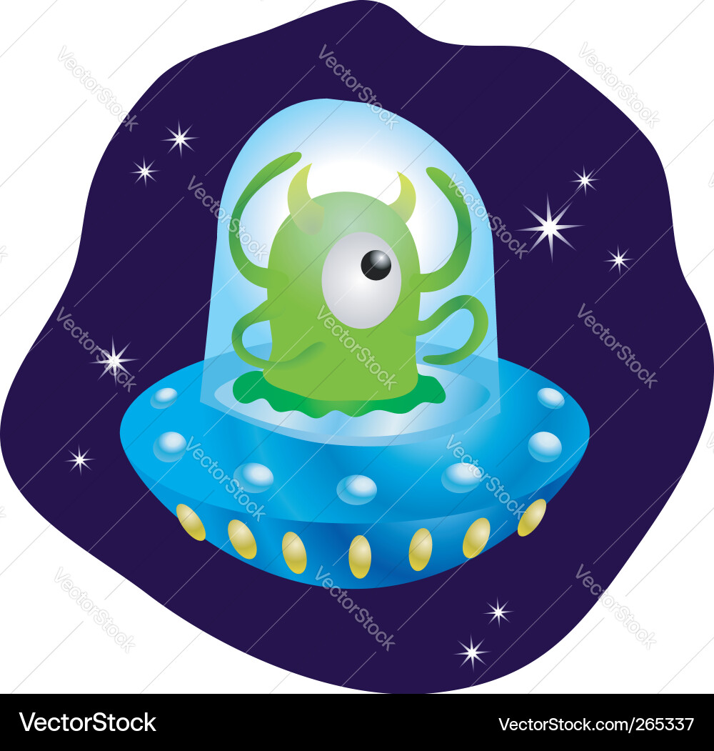Alien Spaceship In Space. for his space ship cartoon