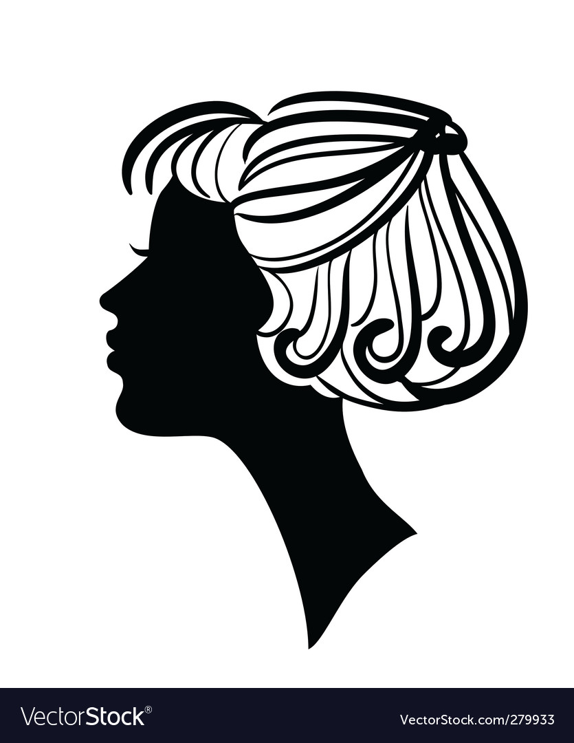 Beautiful Woman Silhouette With Stylish Hairstyle Vector