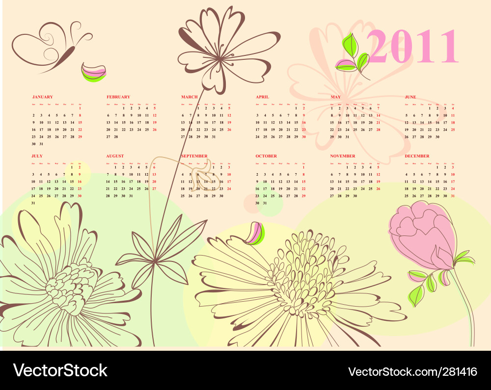 Romantic Calendar For 2011 Vector. Artist: Ateli; File type: Vector EPS 