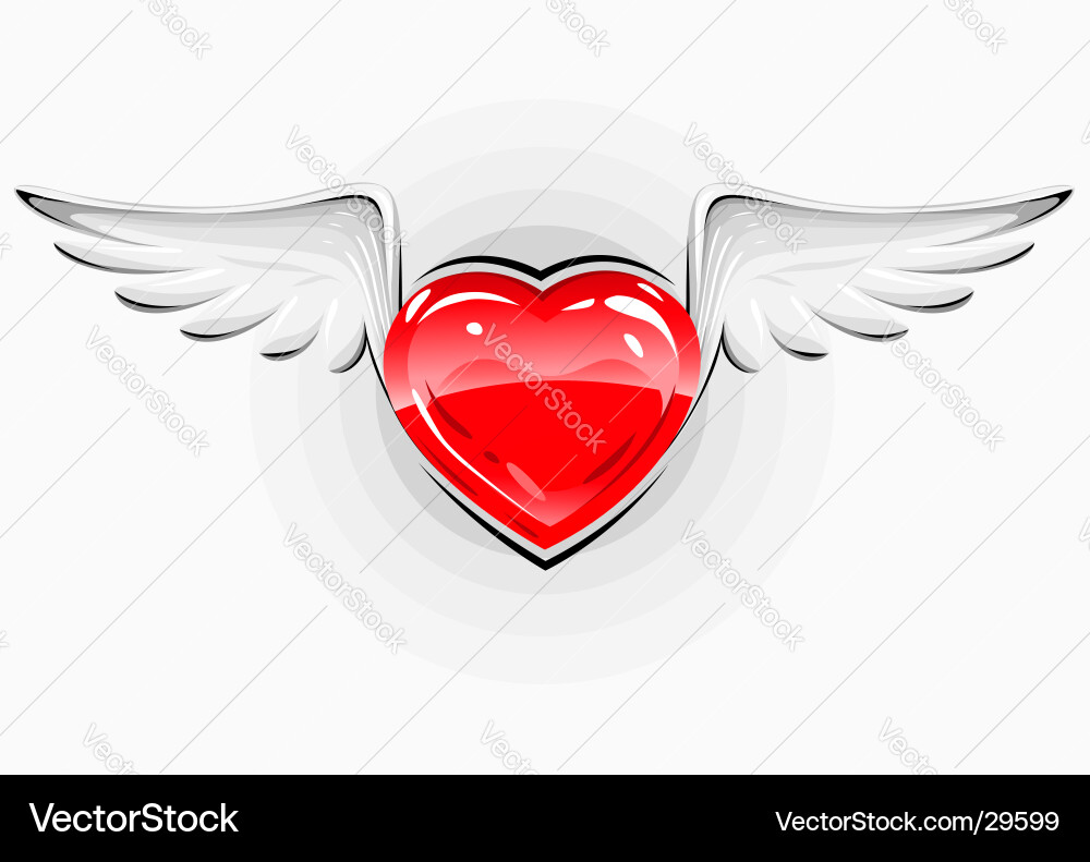Description Red love heart with white wings Expanded License Yes