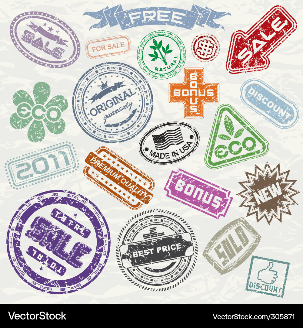 Collection Of Stamps. Stamps Collection Vector