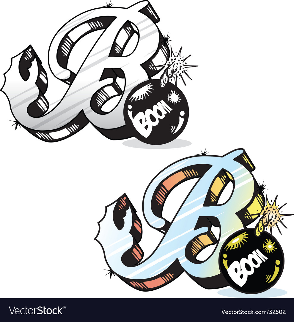 Tattoo Style Letter B With Relevant Symbols I Vector
