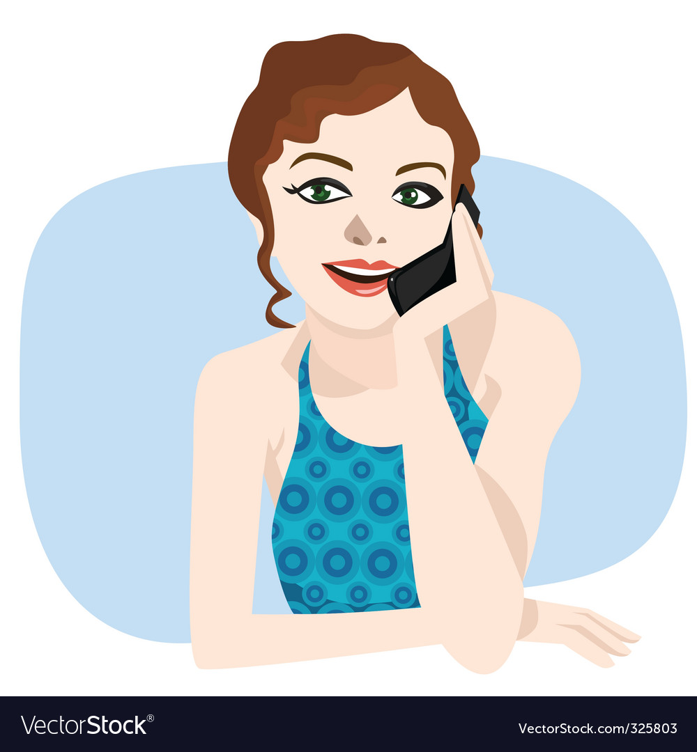 Woman Talking On Phone Vector. Artist: Rocket400; File type: Vector EPS 