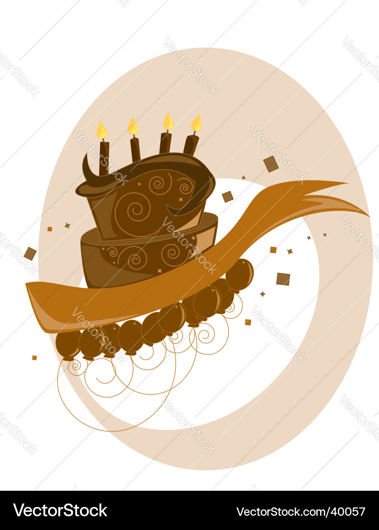 Brown Birthday Cake Balloons Vector. Artist: RandomWay; File type: Vector 