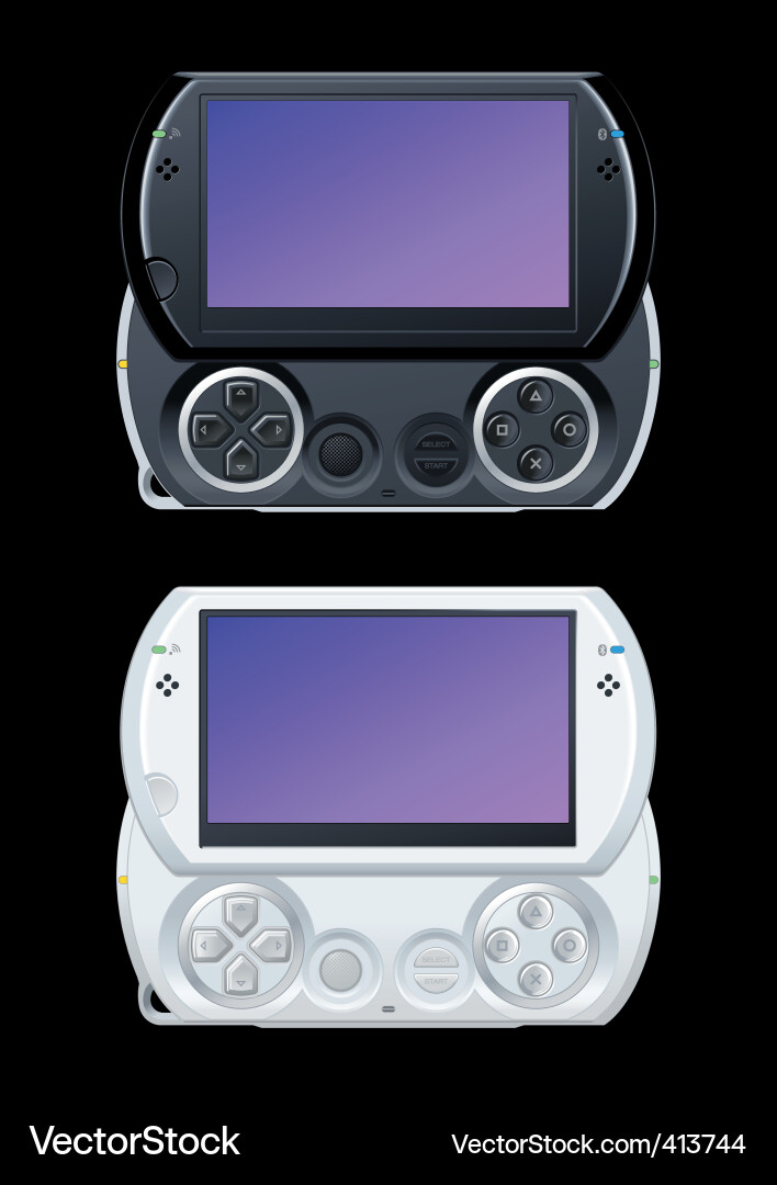 black and white game icon. portable video game console in black and white. Keywords:
