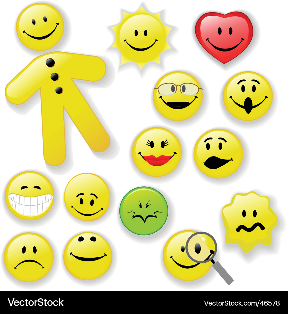 Smiley Face Button Emoticon Family Vector