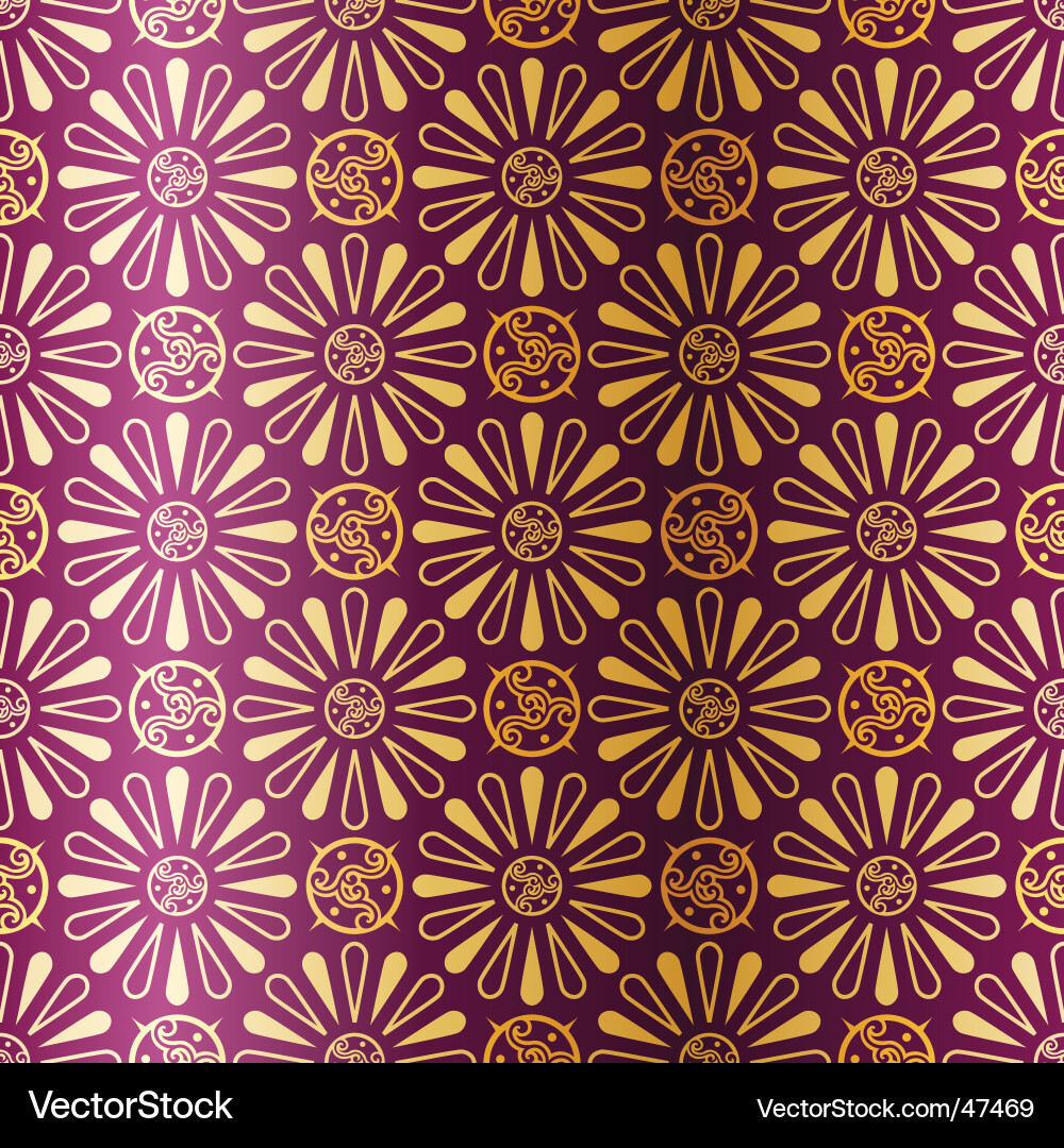 Art Deco Seamless Pattern With Flowers Vector