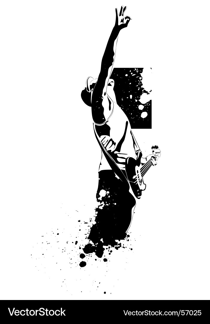 black and white guitar player. vector guitar black player on a white background. Keywords: