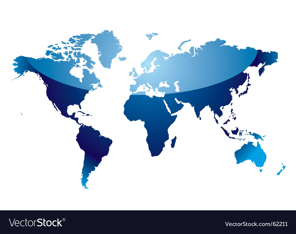 Modern blue world map with light reflection and coast outline. Keywords: