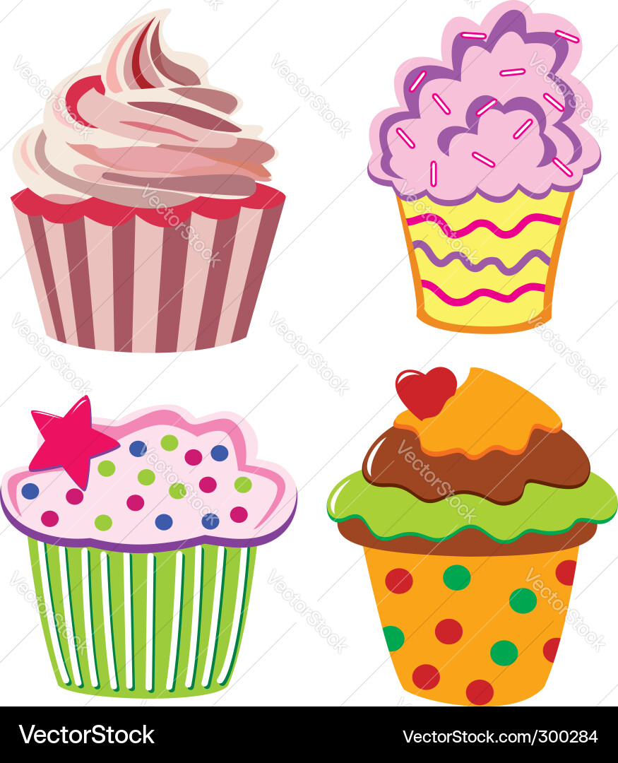 سكرابز كيكات دون تحميل Four-cupcakes-vector