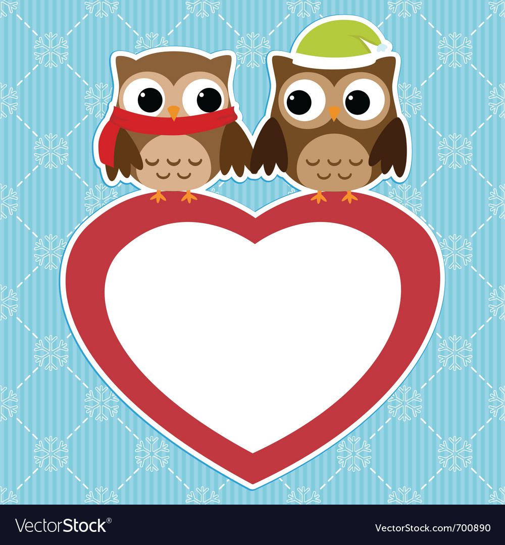 Owls love card vector