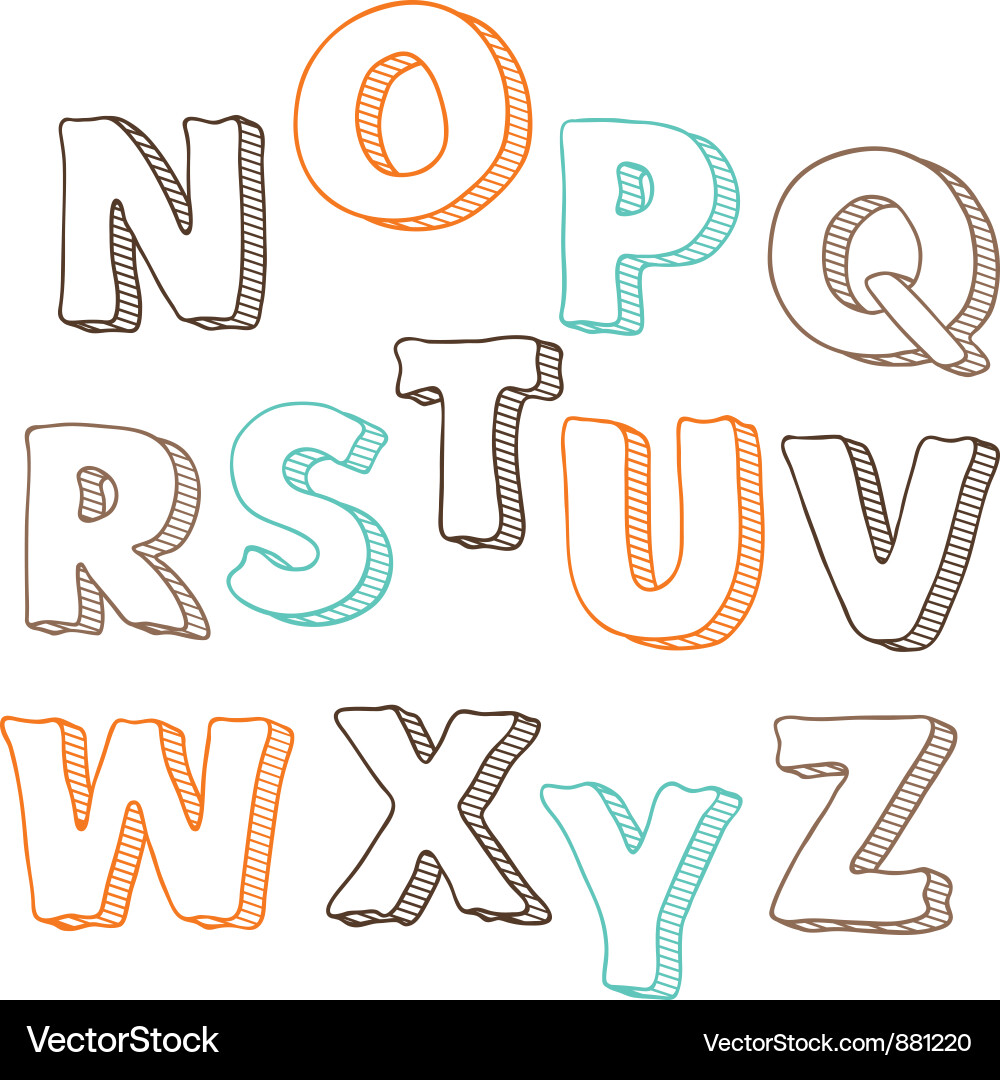 Vector Fonts Free on Cute Hand Drawn Font Letters Set N Z Vector 881220   By Incomible