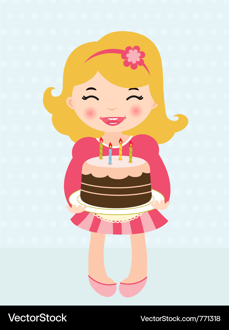  Girl Birthday Cakes on Little Girl Birthday Cake Vector 771318   By Olillia