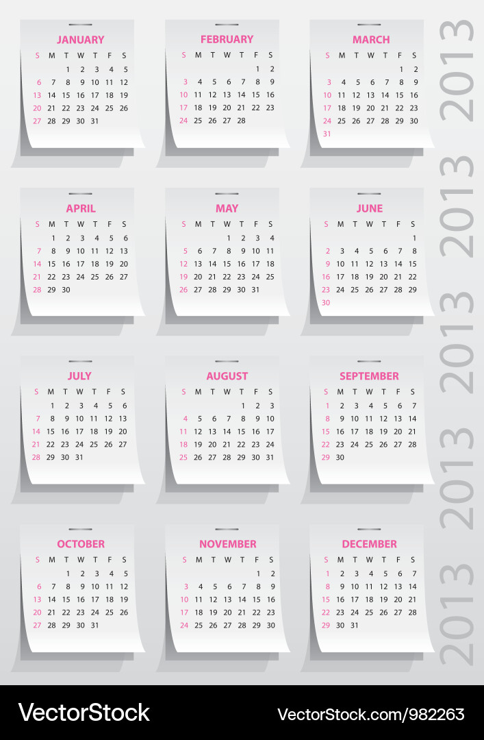 2013 Calendar on Calendar 2013 Year Vector 982263 Jpg