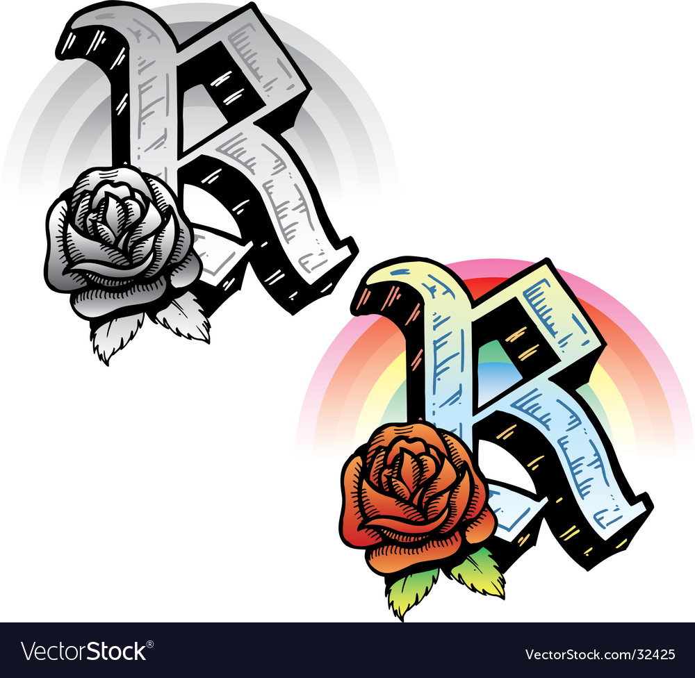 Tattoo letter r vector