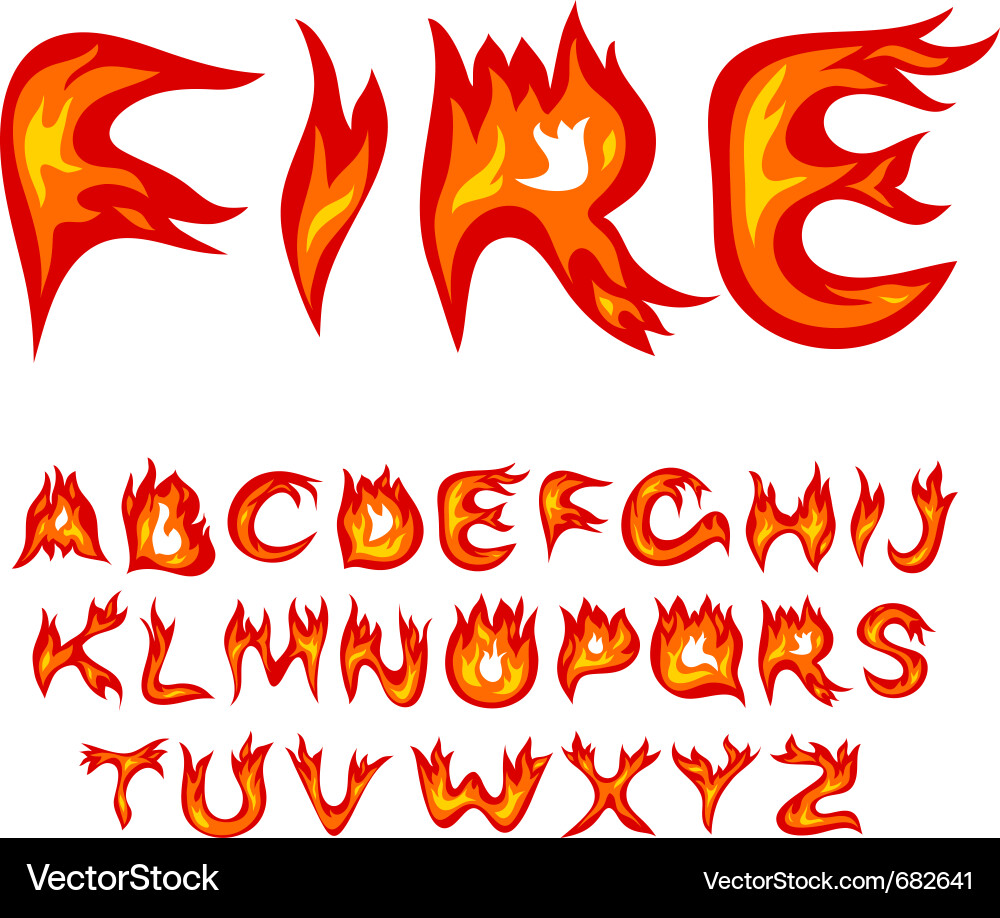 Vector Fonts on Flame Alphabet Vector 682641   By Penguinn