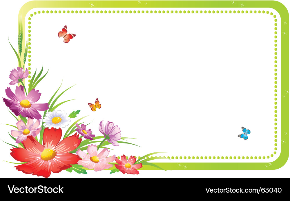 Free Vector Flowers on Flower Frame Vector 63040   By Igorij