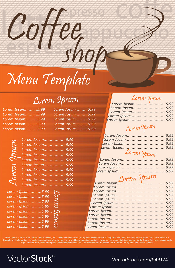 Coffee Shop Menu on Coffee Shop Menu Vector 543174 By Shockymocky   Royalty Free Vector