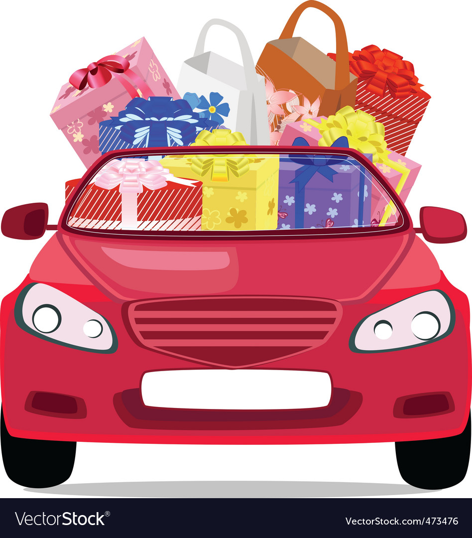 Car with gifts vector