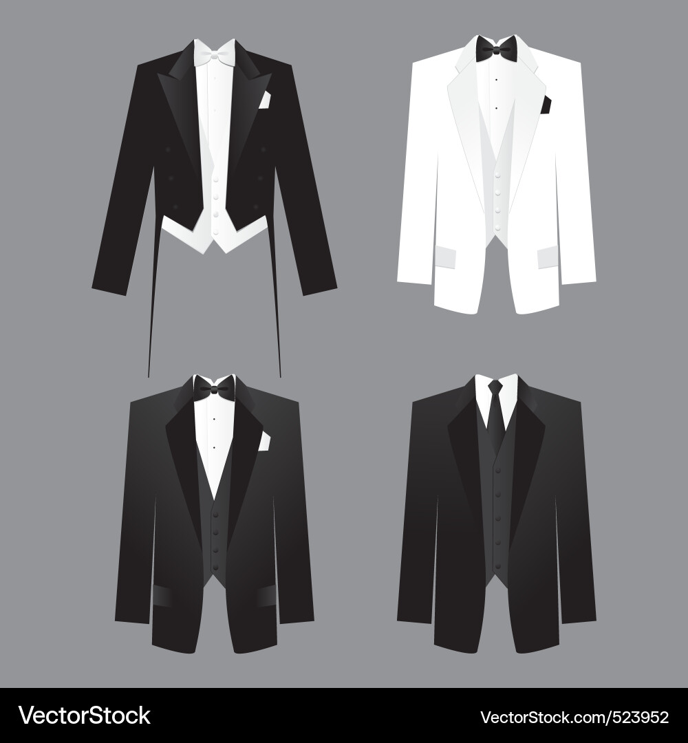 Mens dress code vector mens wedding tuxedos vector 