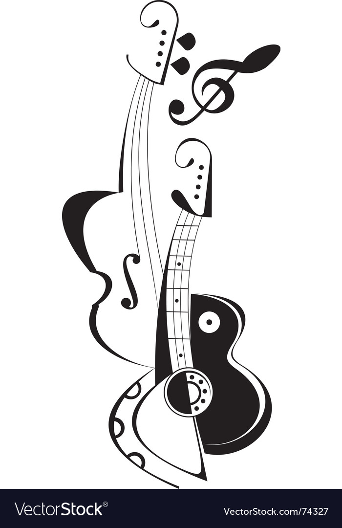 Musical instruments tattoo vector
