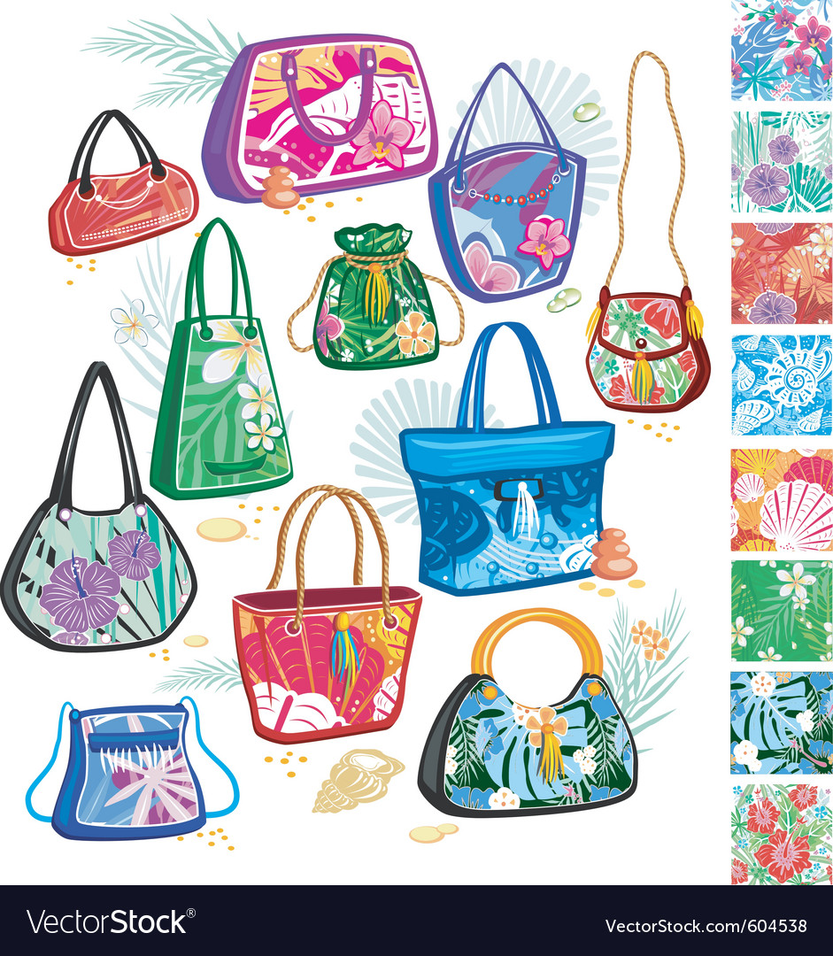 Summer Hand Bags on Summer Bags With Patterns Vector 604538 Jpg