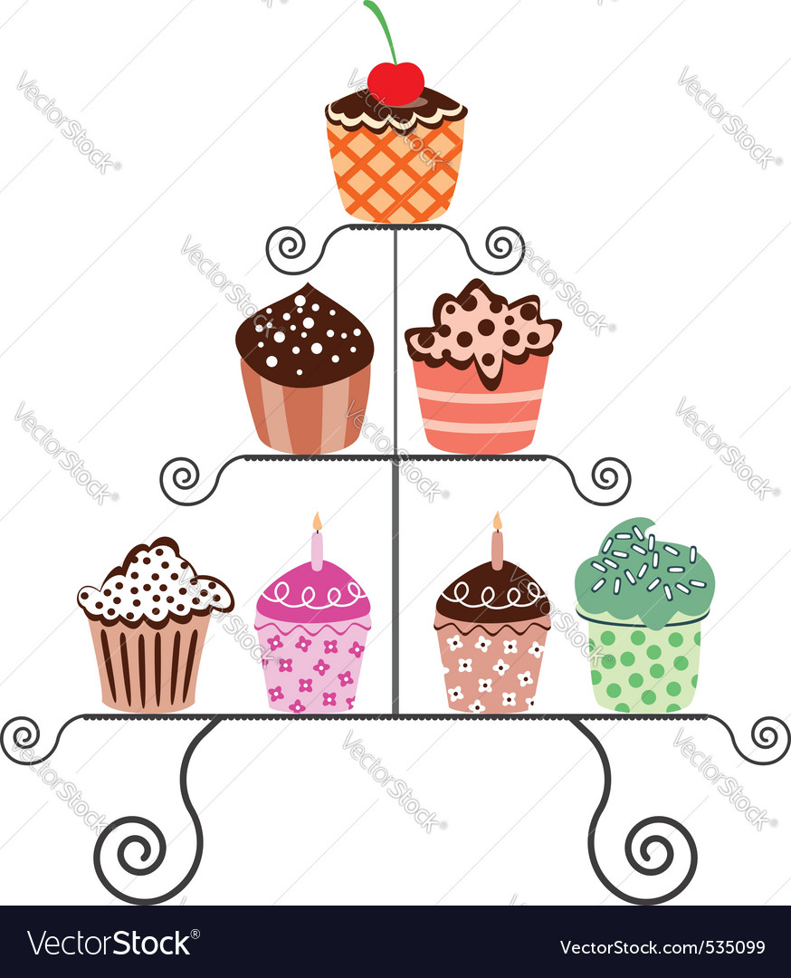 سكرابز كيكات دون تحميل Set-of-various-cupcakes-on-a-stand-vector